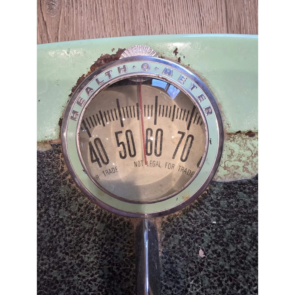 Health O Meter Teal Green Handle Retro Beautiful Bathroom 1960 VTG Scale Cork